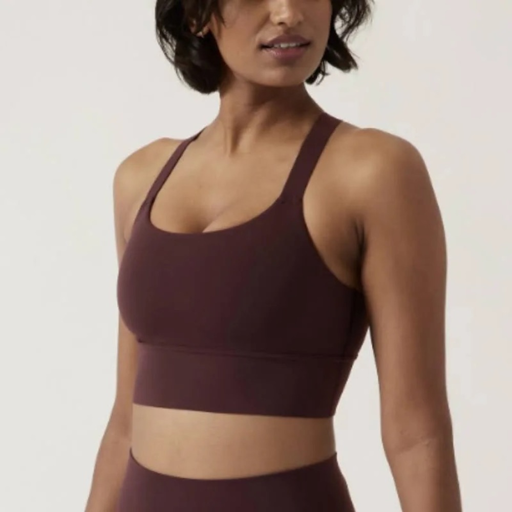 Athleta Warrior Longline Bra Large Maroon